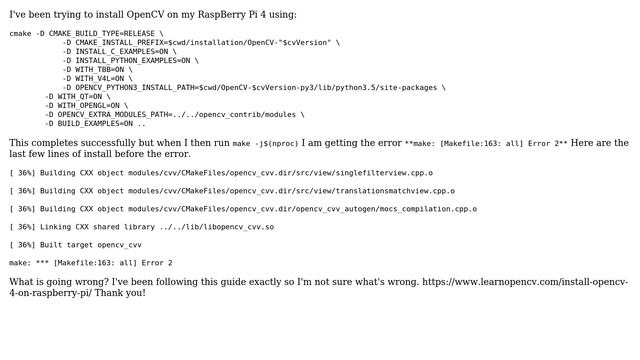 Raspberry Pi: Makefile error at 36% trying to install OpenCV 4 on RaspBerry Pi 4 (3 Solutions!!) смотреть онлайн