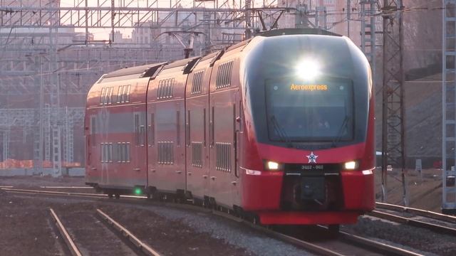Электропоезд ЭШ2-002 Аэроэкспресс станция Москва-Сортировочная Киевская 20.02.2020 смотреть онлайн