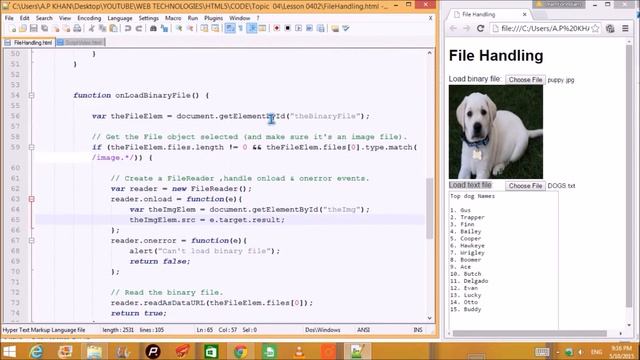 HTML5-TEXT AND BINARY FILE HANDLING with Example смотреть онлайн