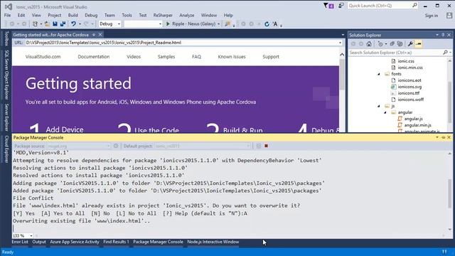 Загрузка Ionic Framework на Visual Studio 2015 с помощью IonicVS2015 смотреть онлайн