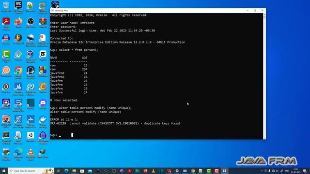 ORA-02299: cannot validate (string.string) - duplicate keys found - Oracle Database 12c Error Msg смотреть онлайн