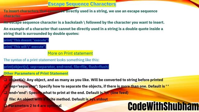 Escape sequence Characters #code #python #india #coding #pythoncode #real #indiancoding#indian#cool смотреть онлайн
