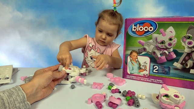 Кошка и котёнок из Bloco мягкого конструктора собираем игрушки Блоко Cat and kit смотреть онлайн