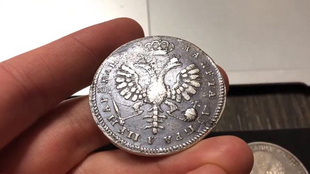 Рубль 1710 портрет работы Гаупта, венок без лент смотреть онлайн