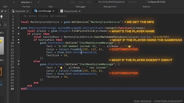 VIP Player JOINED Chat MESSAGE - Roblox Studio Tutorial (Model) ? смотреть онлайн