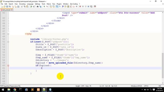 Project With PHP & Mysql (Bangla) Part-10 (Add Post | Upload Photo).wmv смотреть онлайн