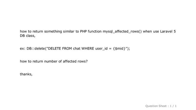 MySQL : Laravel 5: return number of affected rows MySQL смотреть онлайн