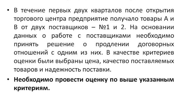 Практическая работа №6. Оценка поставщиков материальных ресурсов по ценовым критериям смотреть онлайн