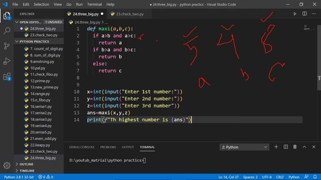#python #biggest #ifstatement python tutorial greatest of 3 number in python hindi смотреть онлайн