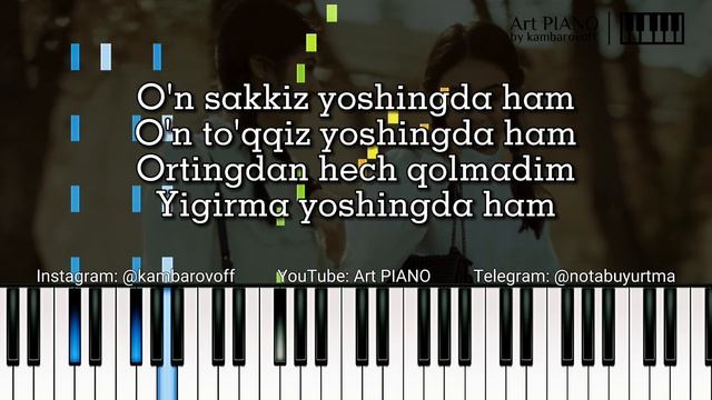 Xandan - 20 - mart | KARAOKE • TEKST • QO'SHIQ MATNI • LYRIC VIDEO CLIP • PIANO VERSION | смотреть онлайн