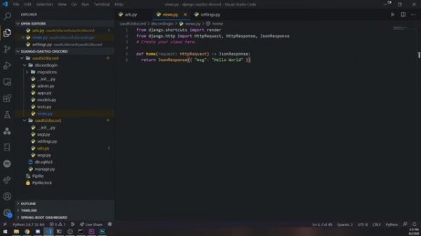 Discord OAuth2 w/ Python & Django - Ep. 2 - Discord Authentication Setup