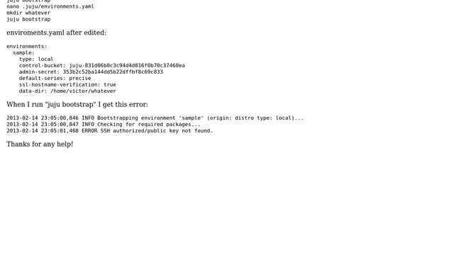 Ubuntu: juju bootstrap: "ERROR SSH authorized/public key not found" смотреть онлайн