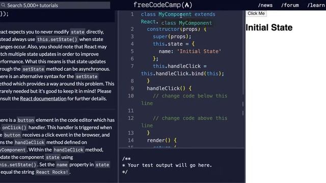 FCC - Set State With this.setState - SOLUTION !!! смотреть онлайн