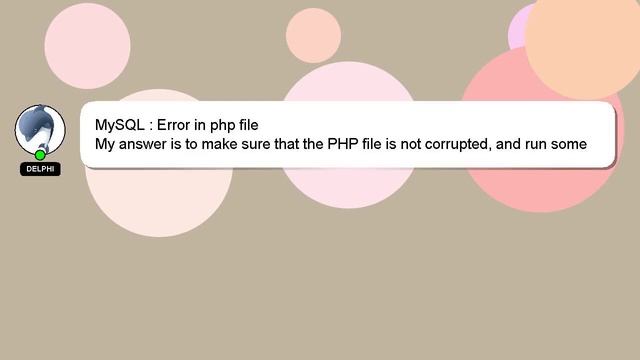 MySQL : Error in php file смотреть онлайн