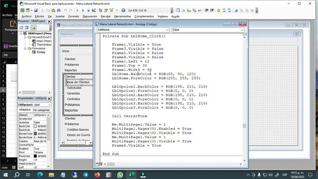 3️⃣8️⃣➖✅MENÚ LATERAL DESPLEGABLE- RETRÁCTIL ▶VBA(VISUAL BASIC PARA APLICACIONES)?