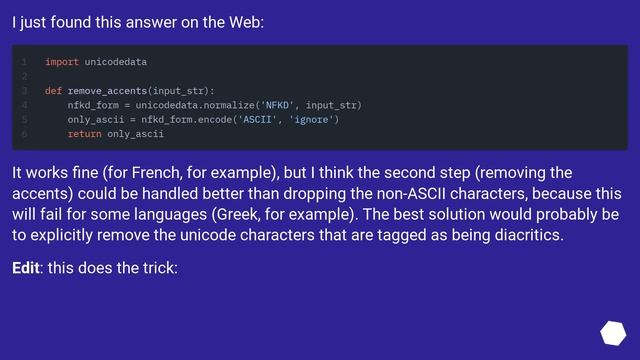 What is the best way to remove accents (normalize) in a Python unicode string? смотреть онлайн