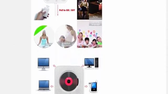 Настенный CD плеер с объемным звуком, FM радио, Bluetooth смотреть онлайн