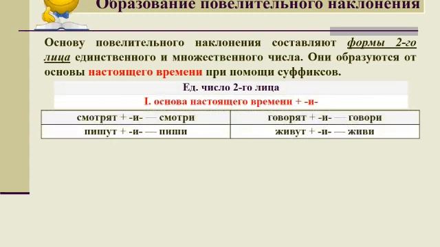 ПОВЕЛИТЕЛЬНОЕ НАКЛОНЕНИЕ ГЛАГОЛА смотреть онлайн