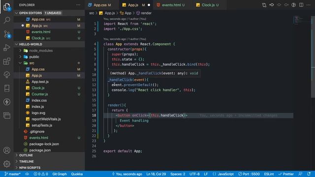 Reactjs Tutorial 06 - Event Handling смотреть онлайн