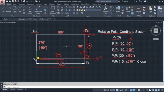 Relative Polar Coordinate System I Coordinate System in AutoCAD I Relative Polar coordinate !!! II смотреть онлайн