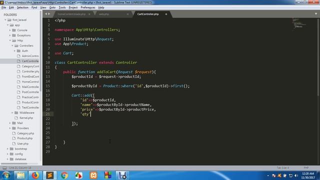 Add Product Into Shopping Cart in Laravel - laravel 5.4 Tutorial - Part 27 смотреть онлайн