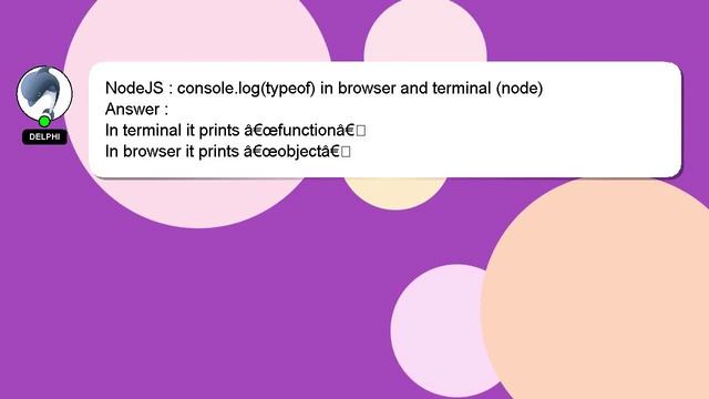 NodeJS : console.log(typeof) in browser and terminal (node) смотреть онлайн