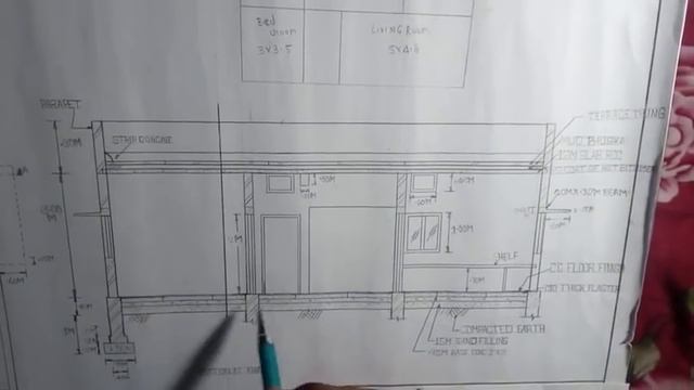Building Drawing, Plan, Elevation and Section, details plan, elevation and Section drawing | 3BHK |