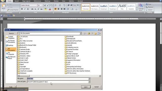 Saving a 2007 Word docx. file as a 2003 Word doc.file.avi смотреть онлайн
