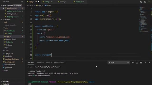 Rideshare app part 16 - NodeJS API Email Verification with Nodemailer & Gmail смотреть онлайн