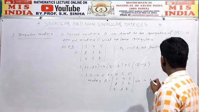 Matrices - Singular and Non Singular Matrices | By Prof SK Sinha смотреть онлайн