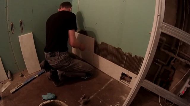 Плитка в ванной. Укладка на гипсокартон. смотреть онлайн
