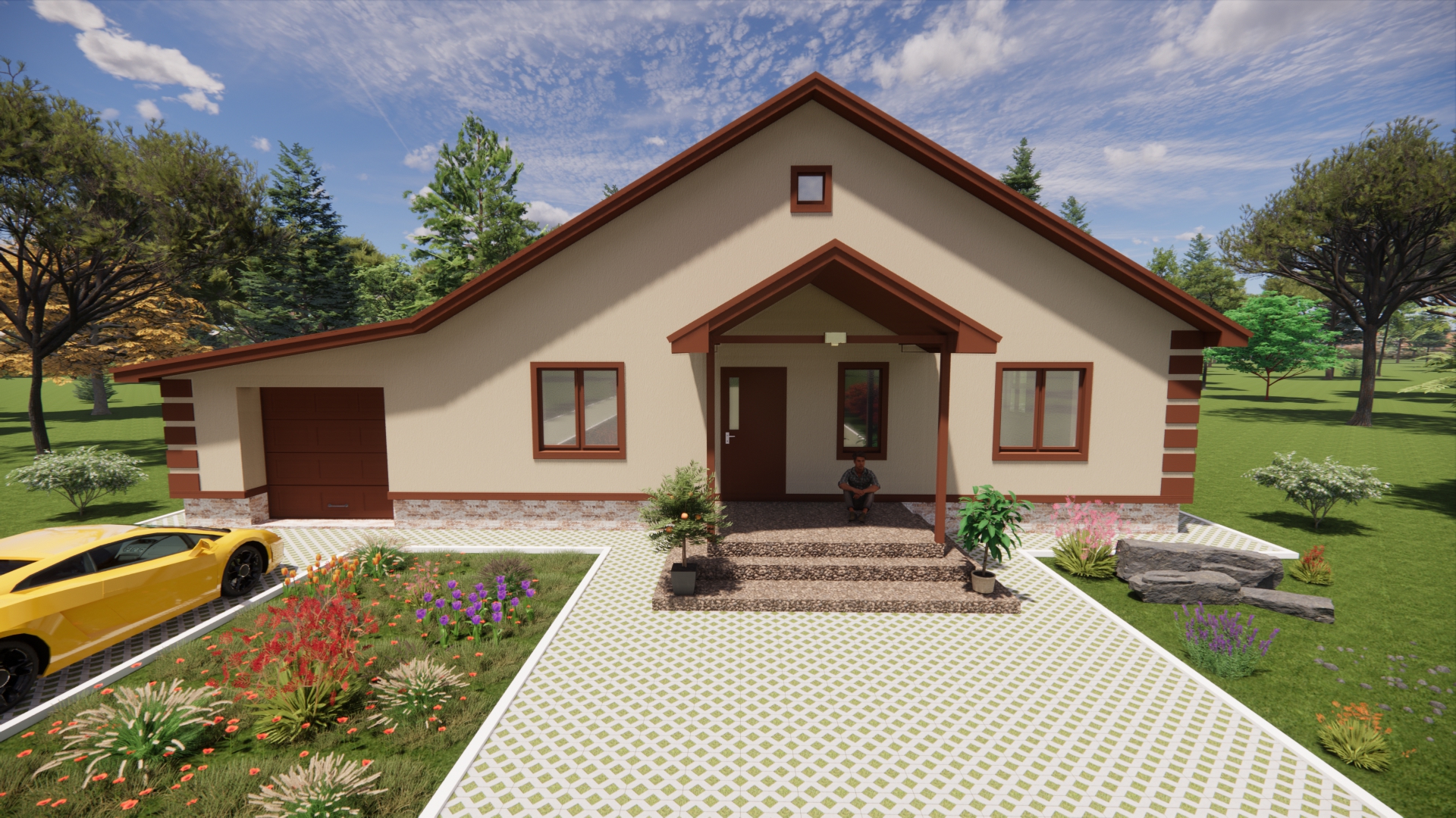 Проект одноэтажного дома с гаражом S=163 м.кв.
#проектыдомов смотреть онлайн