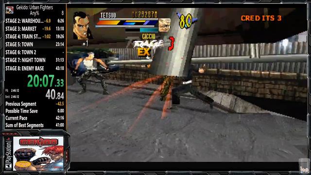 Gekido: Urban Fighters PS1 SpeedRun Any% Tetsuo 39min 24seg смотреть онлайн