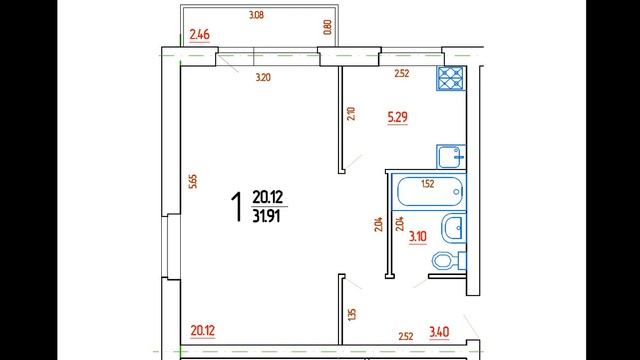 1-комнатная квартира, серия 1-511, хрущевка, торцевая квартира, план с точными размерами стен. смотреть онлайн