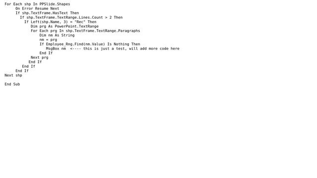 Excel VBA - Loop throught powerpoint shape and identify text line not in Excel range смотреть онлайн