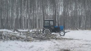 Заготовка дров в лесу! Трактор  встаёт на дыбки!!!) 25 марта 2021.
