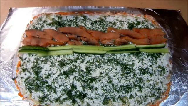 САЛАТ-РОЛЛ С ИКРОЙ И КРАСНОЙ РЫБОЙ/ САМЫЙ ЛУЧШИЙ РЕЦЕПТ смотреть онлайн