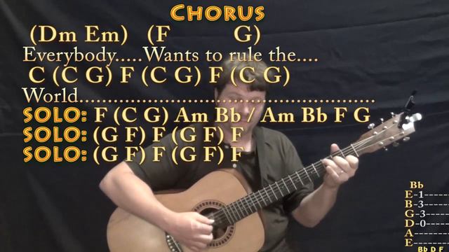 Everybody Wants to Rule the World - Fingerstyle Guitar Cover Lesson in C - Chords/Lyrics смотреть онлайн