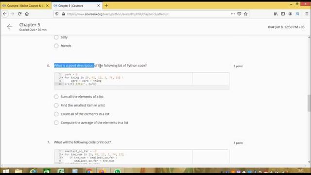 Coursera answers python for everybody|100% grade|Chapter-5 Quiz(Week-7) answers смотреть онлайн