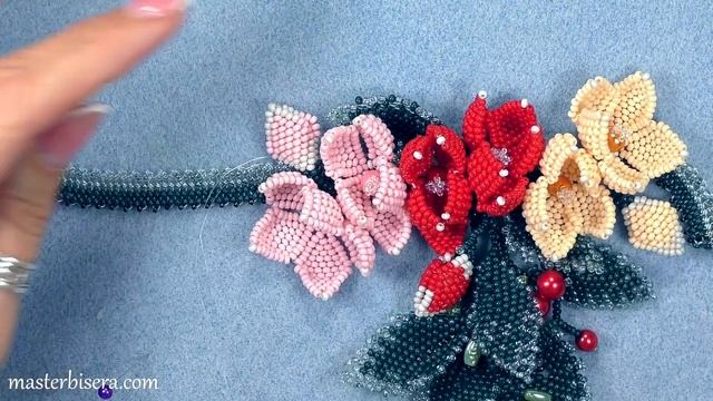 Колье "Портулак" - 4 Урок: Финал. Объединяем все детали и декорируем колье бусинами ? смотреть онлайн