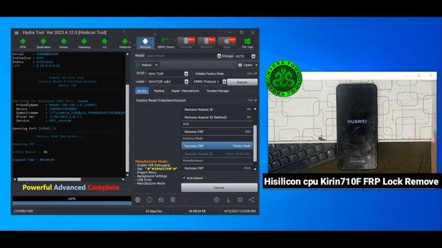 Huawei Kirin 710/710F Frp Lock Remove With Hydra Tool