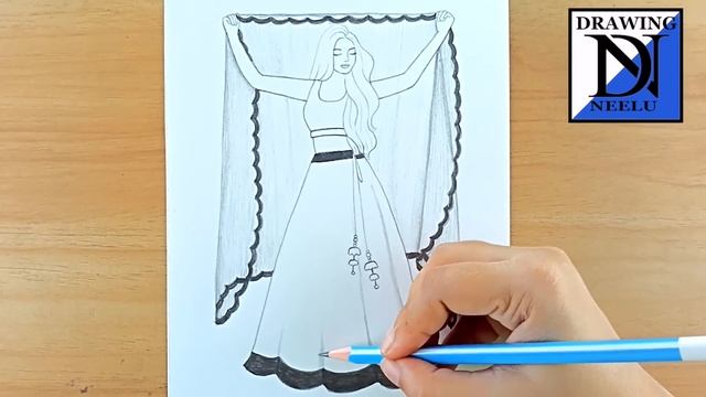 How to Draw a Girl Traditional Lehenga - Beautiful Lehenga Drawing || Pencil drawing || Drawing смотреть онлайн