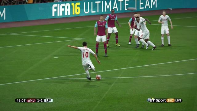 Philippe Coutinho Free Kick Vs West Ham ● 09/02/2016 ● FIFA 16 Remake