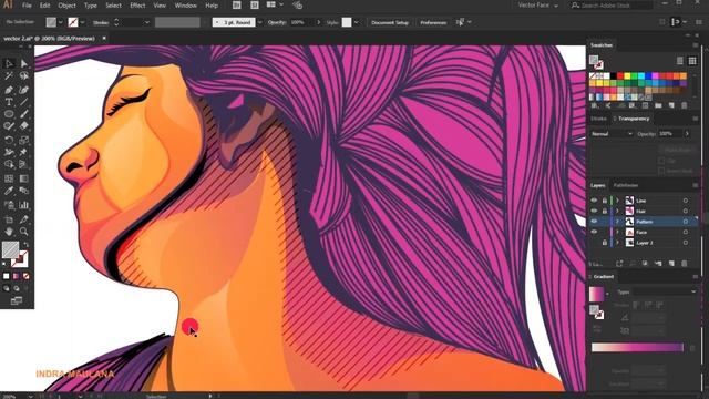 Colorful Vector Face Coloring & Tracing Tutorial In Adobe Illustrator | PART 2 смотреть онлайн