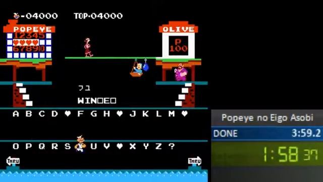 Popeye no Eigo Asobi (NES-J) (Any%) Speedrun in 3:53 (World Record) смотреть онлайн