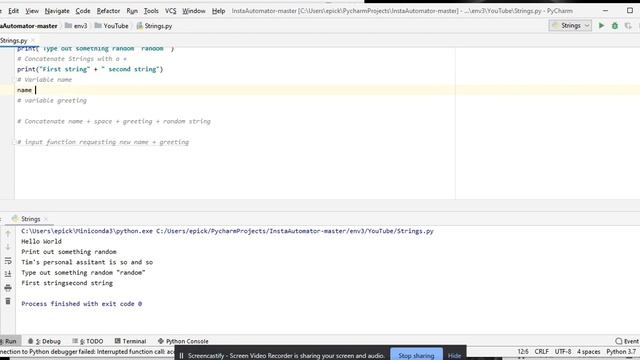 Strings in Python + Concatenation and Variables смотреть онлайн
