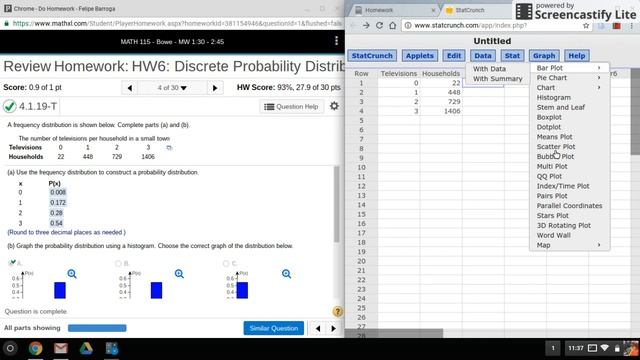 StatCrunch: Probability Distribution Table and Histogram смотреть онлайн