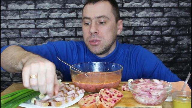 MUKBANG  Борщ, сало, лук, чеснок / ASMR / МУКБАНГ / Мукбанг Сеня  / Eating Show / 먹방