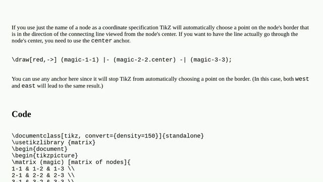 Continuous line between nodes of a tikz' matrix of nodes смотреть онлайн