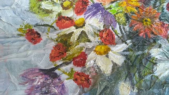 живопись. натюрморт " Ромашки и земляника" смотреть онлайн